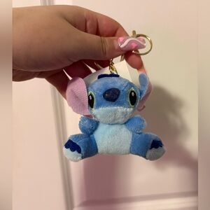 Disney Stitch Plush Keychain with Pink Strap